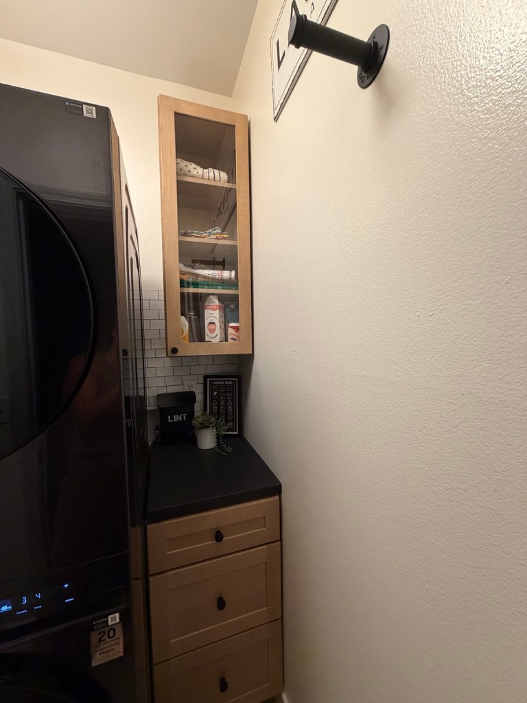 Natural wood cabinetry added warmth while using nearly every available inch.